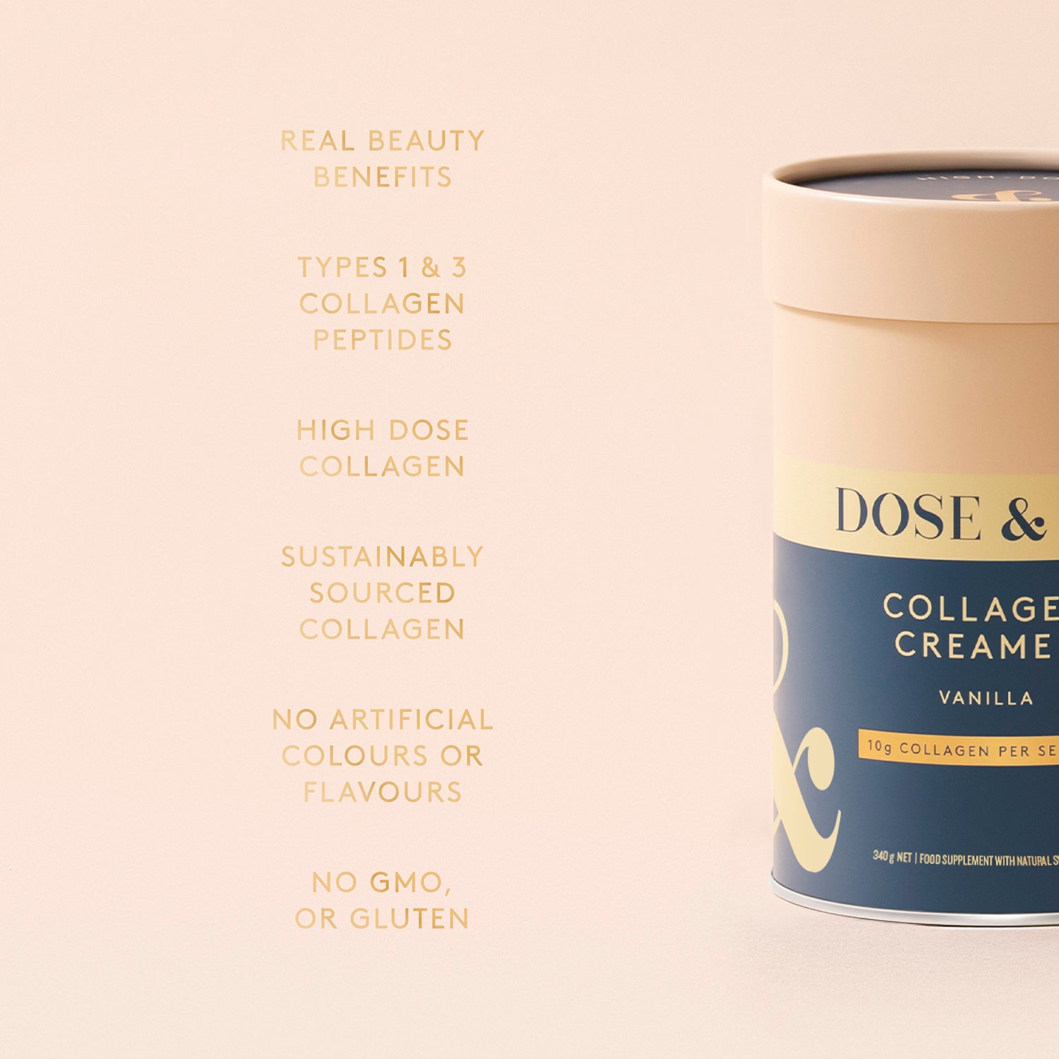 Dose & Co Dairy Collagen Creamer Vanilla 340g - British product