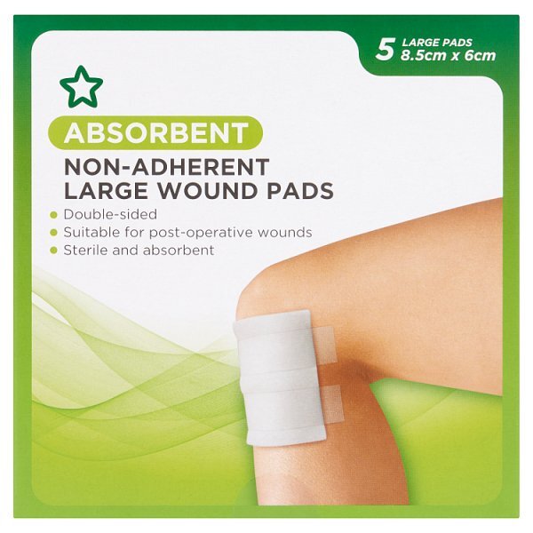 Superdrug Non-Adherent Wound Pad Large 8.5cm x 6cm X 5