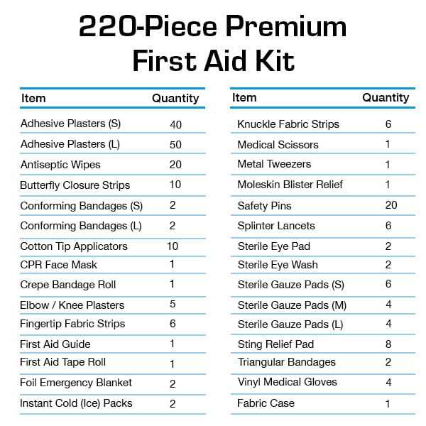 Active Era 220 piece premium first aid kit bag (British brand)