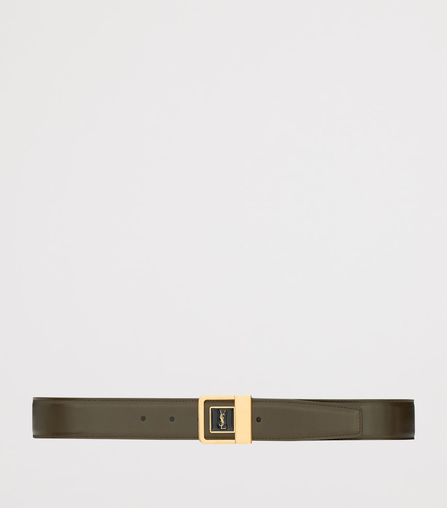 Saint Laurent leather belt with gold-tone buckle, UK version