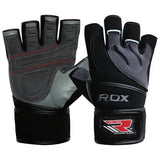 RDX leather weight lifting gloves with strap, UK version