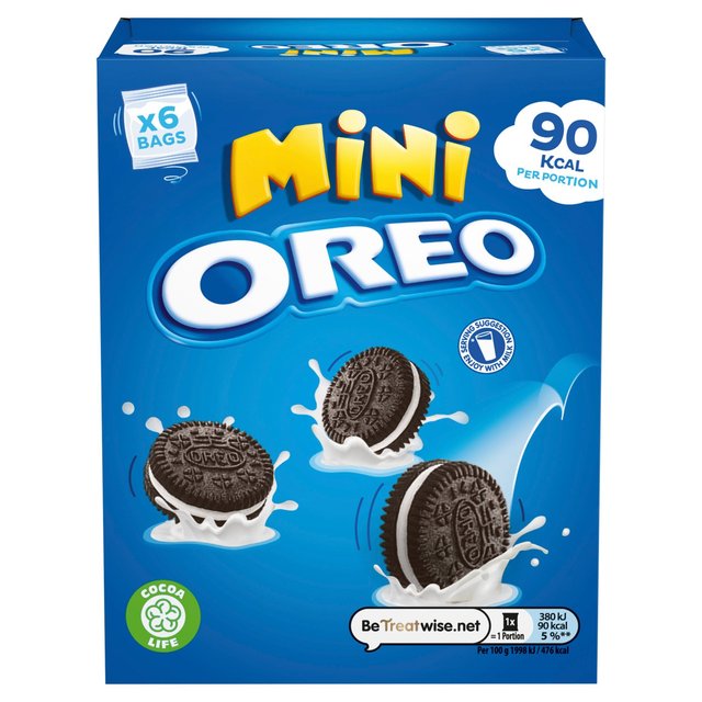 Oreo Mini Chocolate Sandwich Biscuit 6 Pack Multipack   6 x 19g