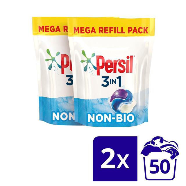 Persil 3 in 1 Laundry Washing Capsules Non Bio 100 Wash   2 x 50 per pack