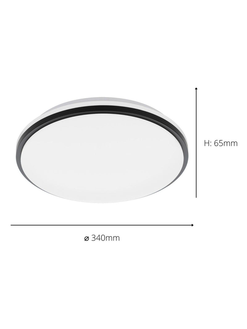Eglo Pinetto LED ceiling light white plastic and black frame, UK version