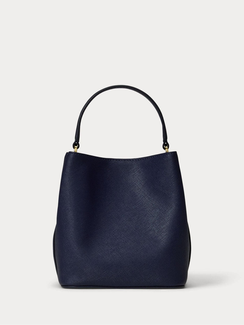 Lauren Ralph Lauren Reese bucket bag crosshatch leather, imported from the UK