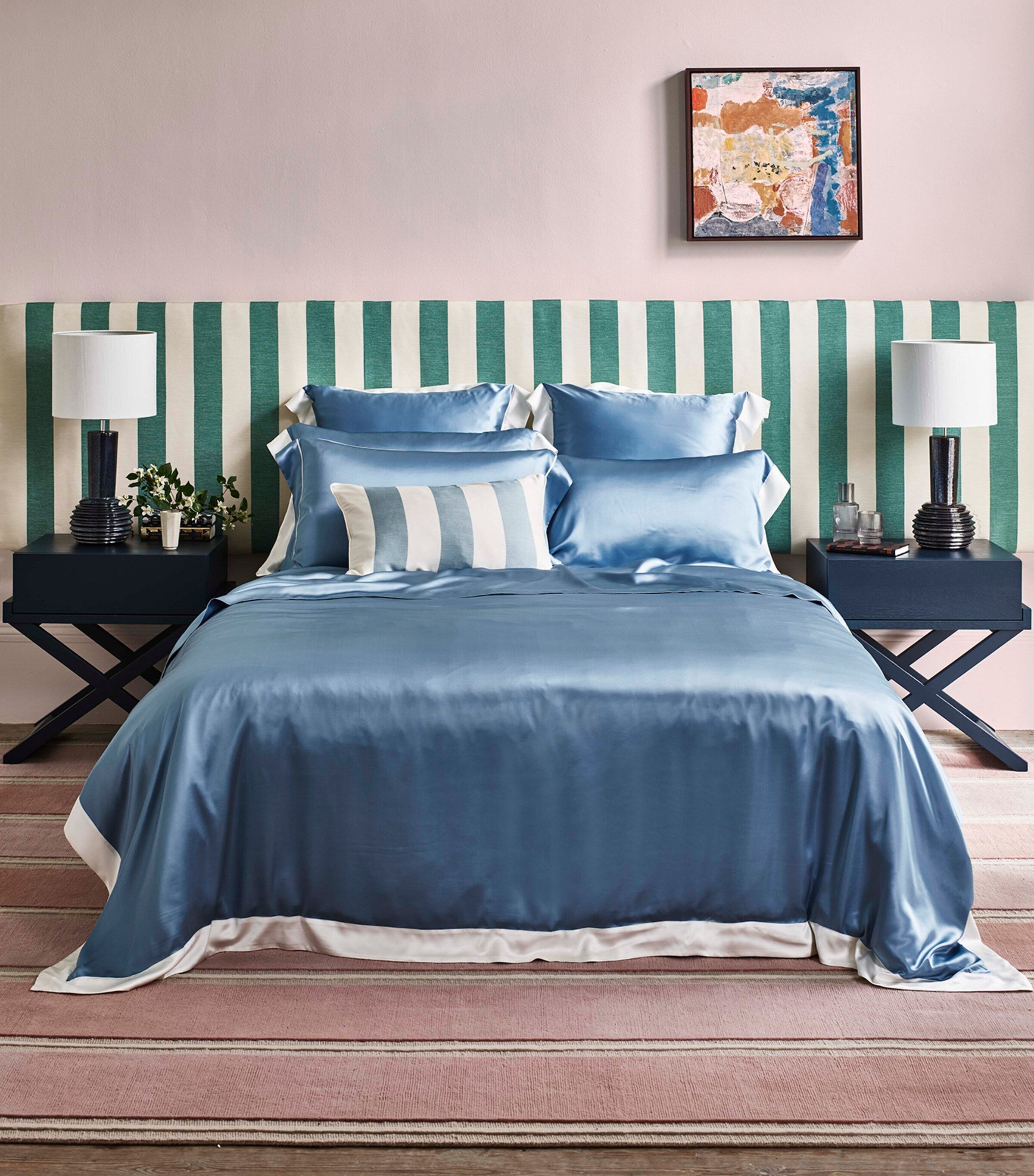 Gingerlily Silk King Duvet Cover Summerhill Blue 220cm x 225cm, UK version