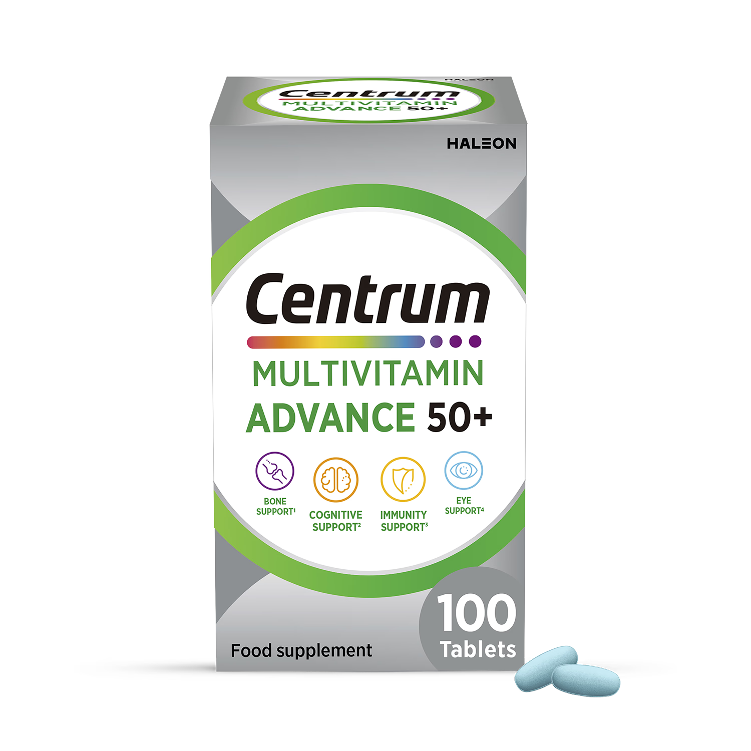 Centrum multivitamin 50+ formula 100 tablets, imported from the UK