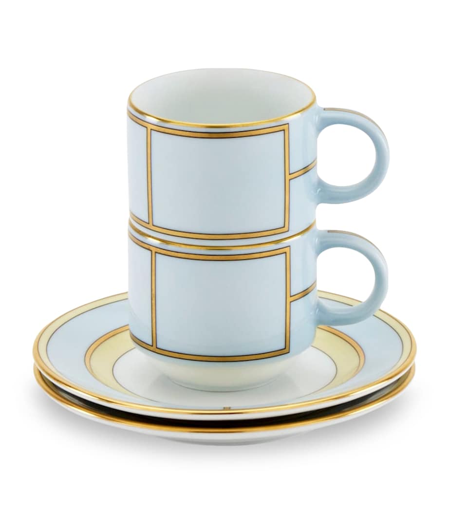 Ginori 1735 Celeste coffee cups set of 2 - British product