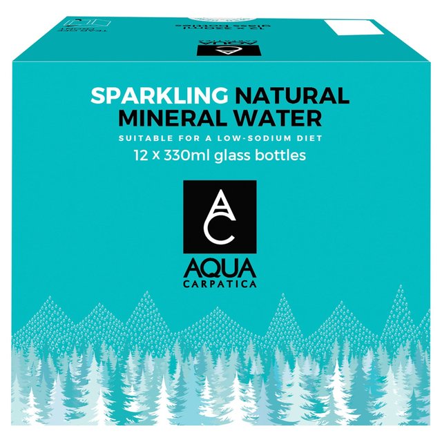 AQUA Carpatica Natural Sparkling Mineral Water Glass   12 x 330ml