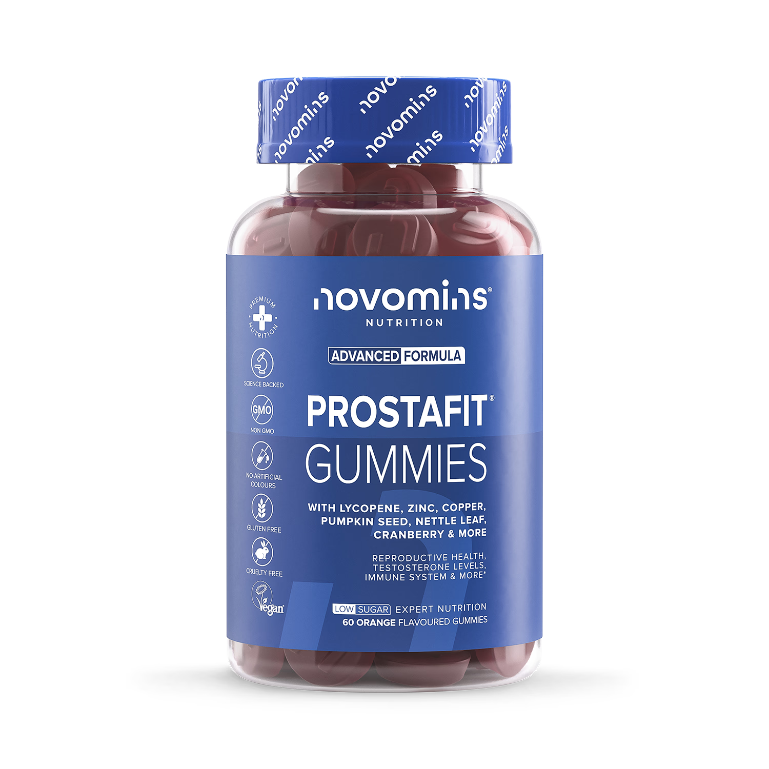 Novomins Prostafit Orange gummies 60 count, imported from the UK
