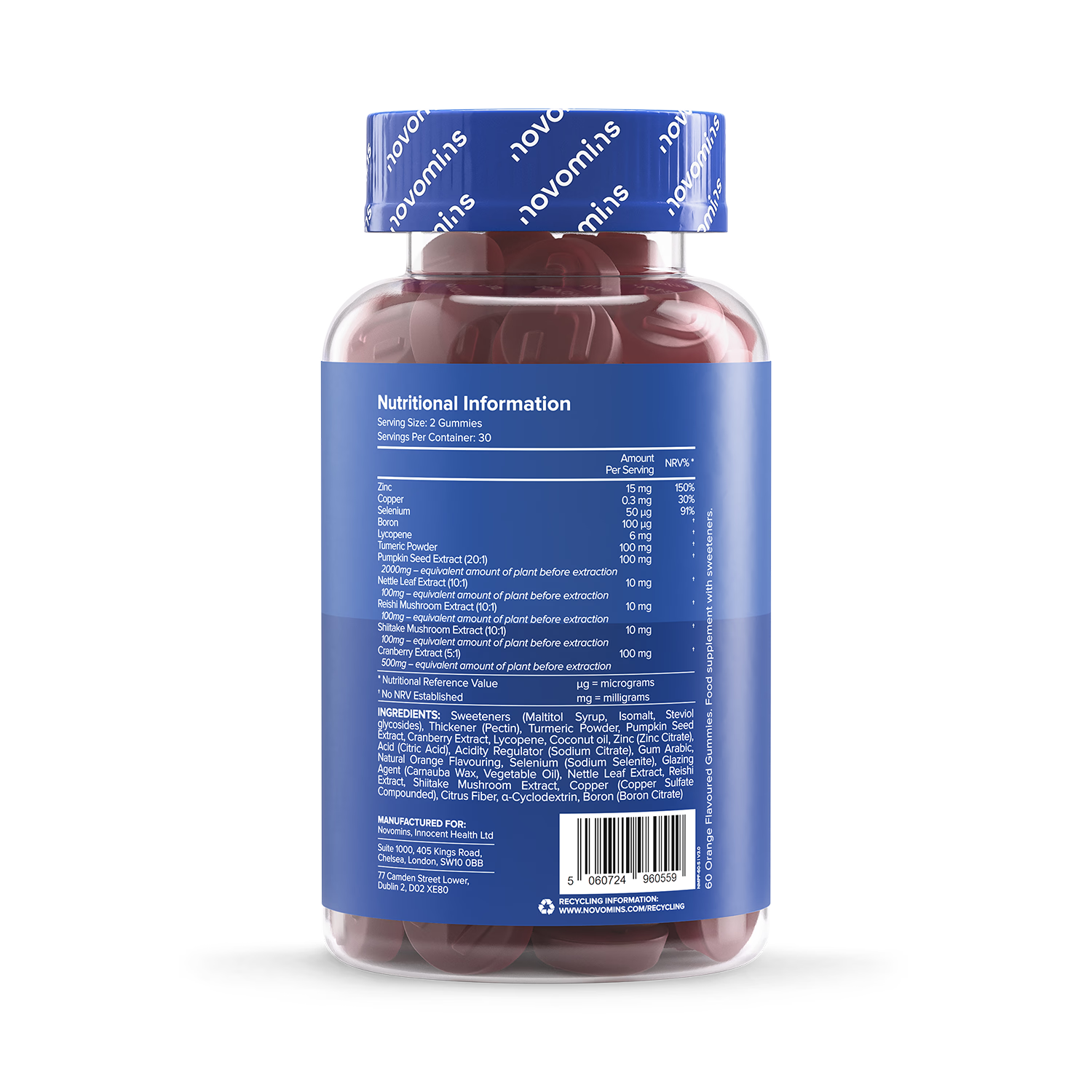 Novomins Prostafit Orange gummies 60 count, imported from the UK