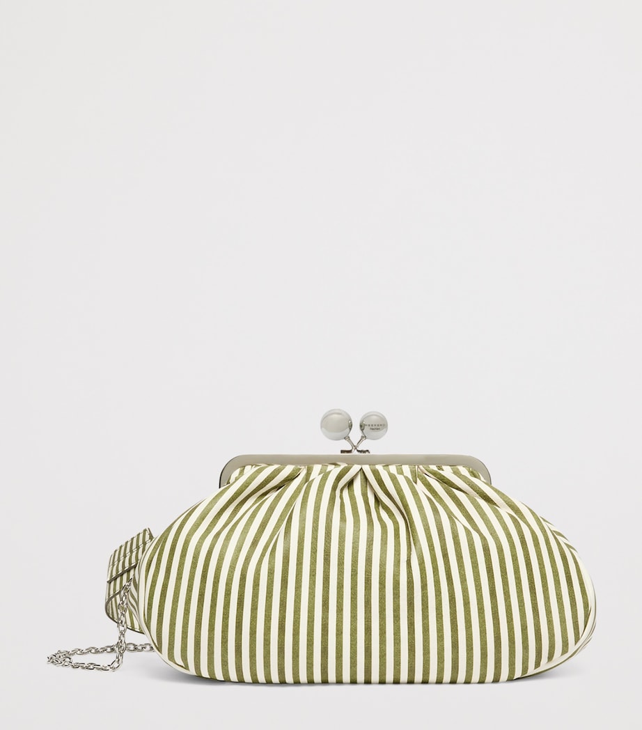 Weekend Max Mara striped leather clutch bag medium, imported from the UK
