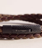 Tateossian Chelsea braided leather bracelet, imported from the UK