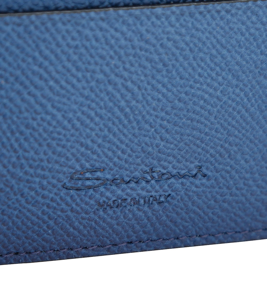 Santoni leather card holder 7x11cm, imported from the UK