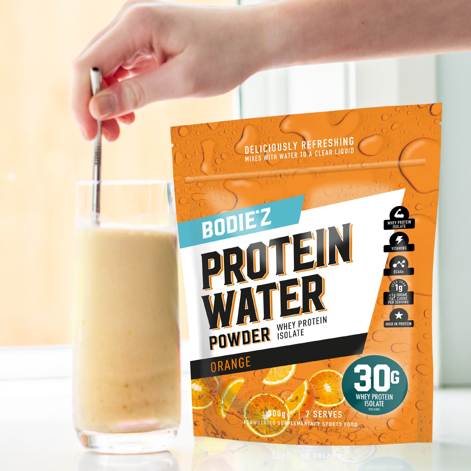 BODIE'Z protein water Orange 300g, imported from the UK