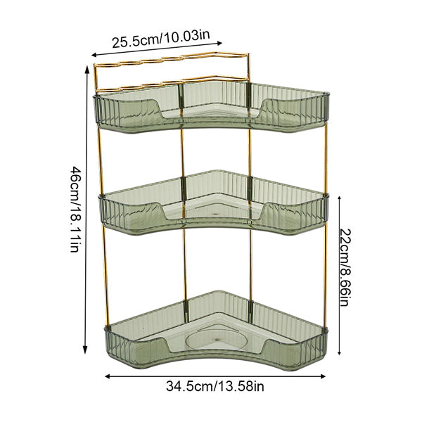Livingandhome 3-tier corner organiser and makeup brush holder dark green, UK version