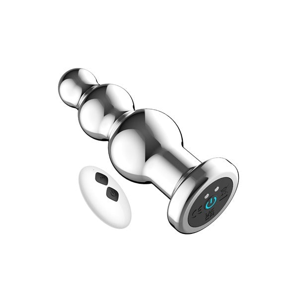Loving Joy metal vibrating anal beads with remote control, UK version