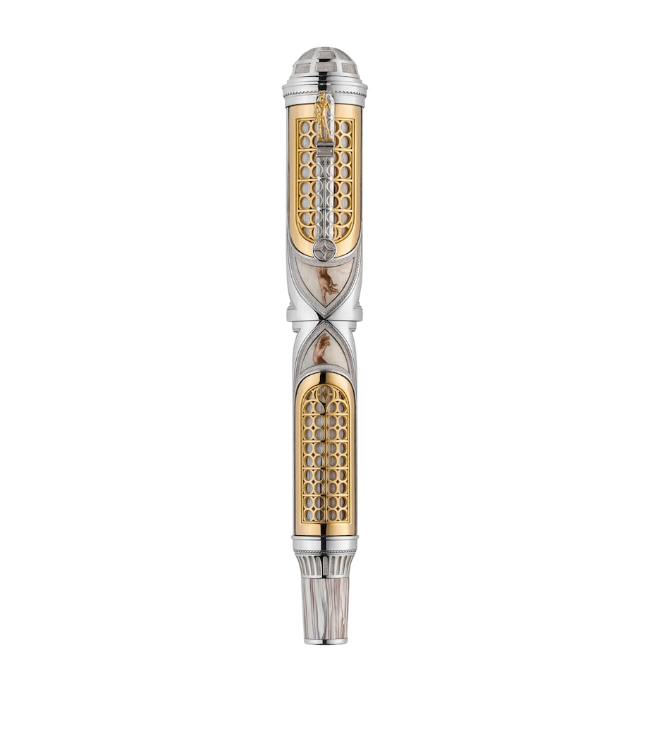 Montegrappa yellow gold Michelangelo rollerball pen with sterling silver barrel, imported from the UK