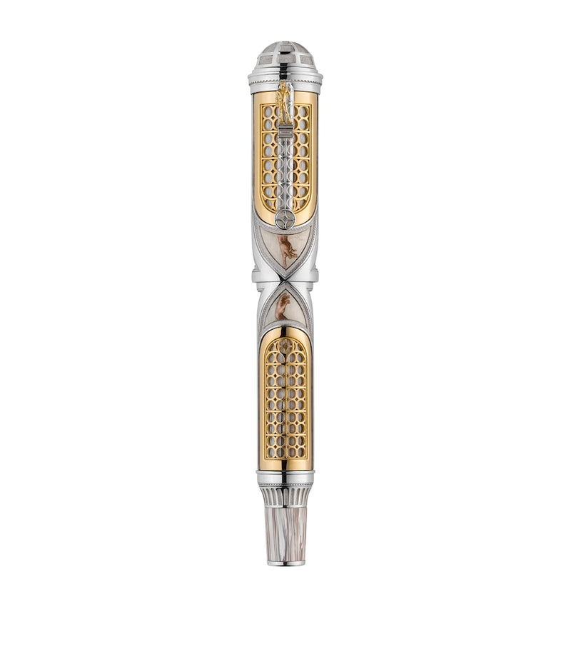 Montegrappa yellow gold Michelangelo rollerball pen with sterling silver barrel, imported from the UK