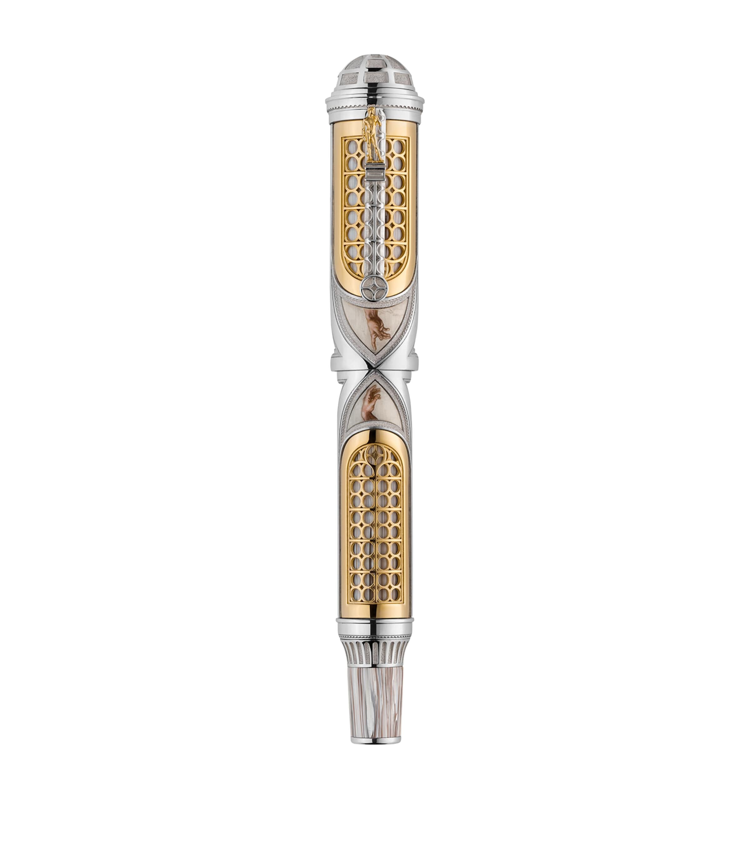 Montegrappa yellow gold Michelangelo rollerball pen with sterling silver barrel, imported from the UK