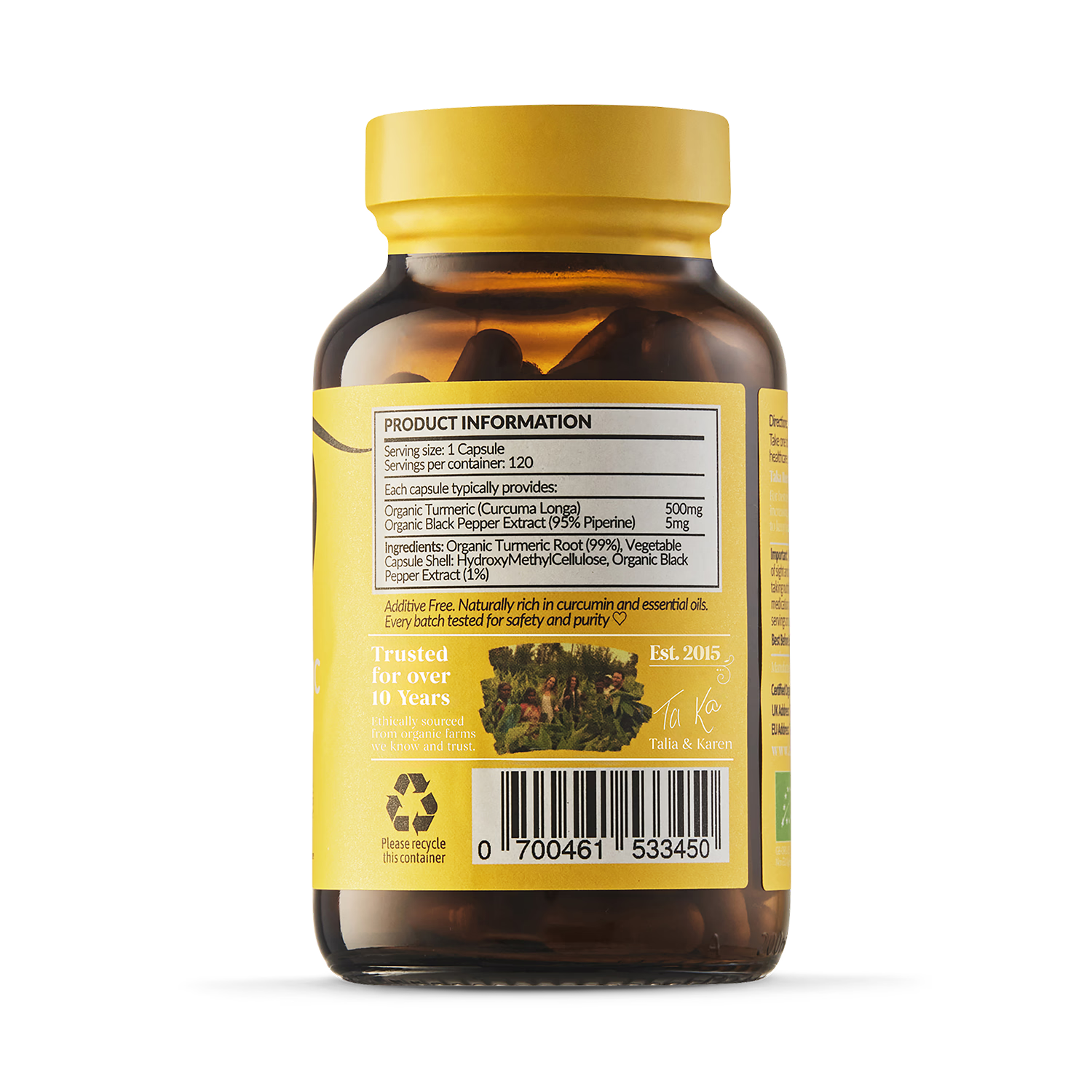 Taka Turmeric organic turmeric capsules 120, imported from the UK