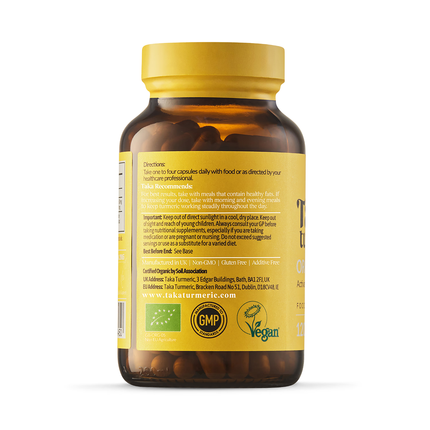 Taka Turmeric organic turmeric capsules 120, imported from the UK