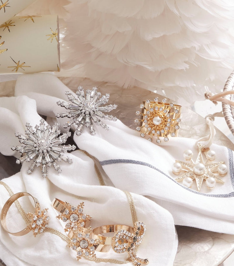 Joanna Buchanan crystal snowflake napkin rings set of 4, UK version