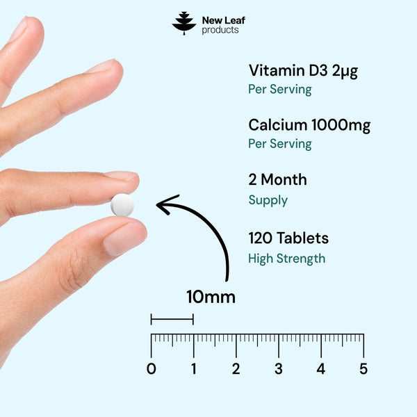 New Leaf Products calcium and vitamin D3 tablets 120 count (British brand)