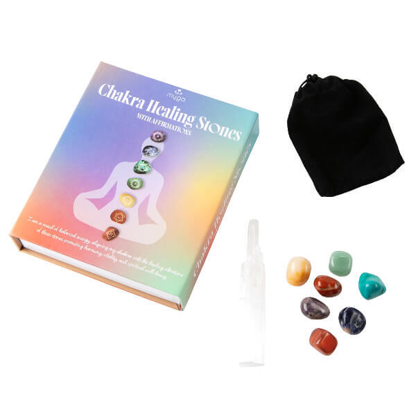 Myga Chakra Stone Set colorful stones for energy balance - British product