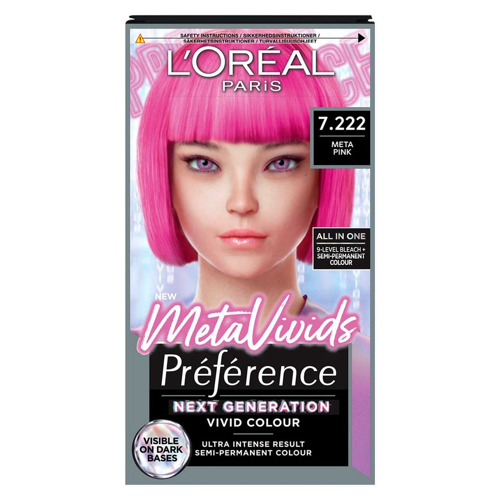 L'Oreal Paris Preference Meta Vivids, Semi-Permanent Hair Colour, Pink 7.222