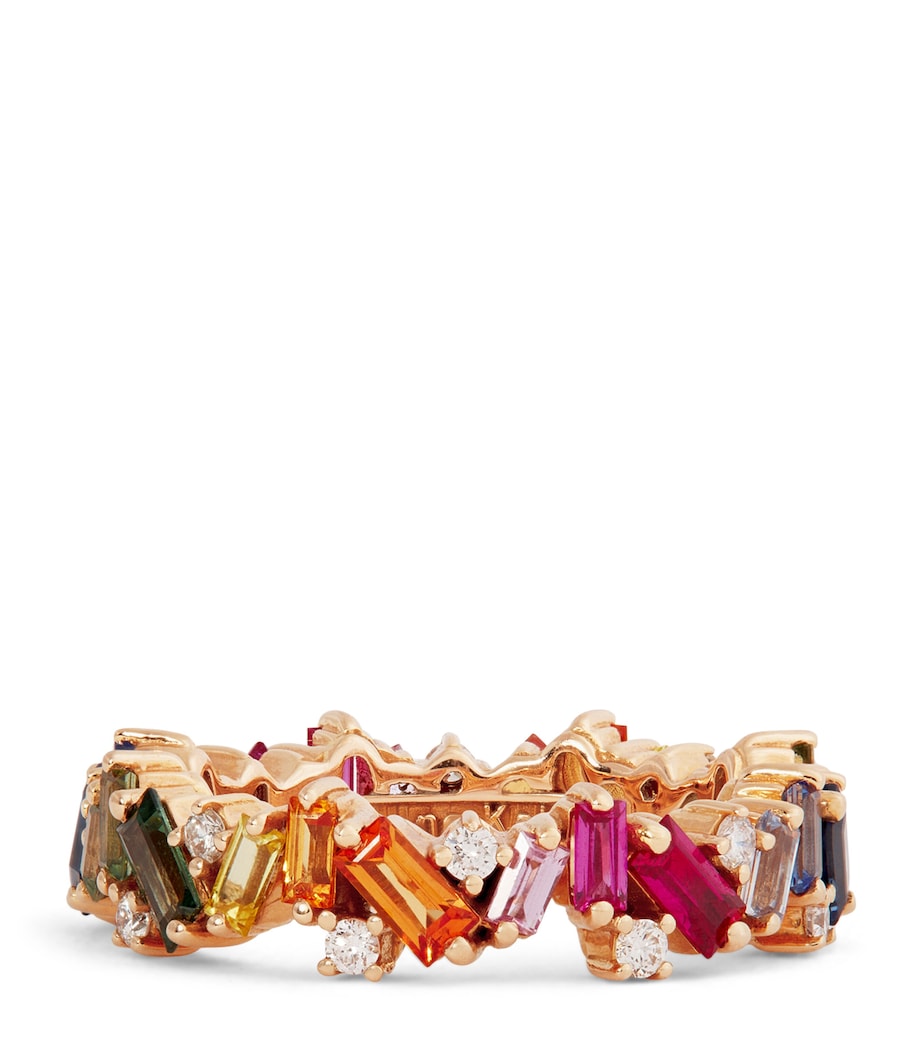 Suzanne Kalan eternity ring rainbow sapphire diamonds rose gold - British product