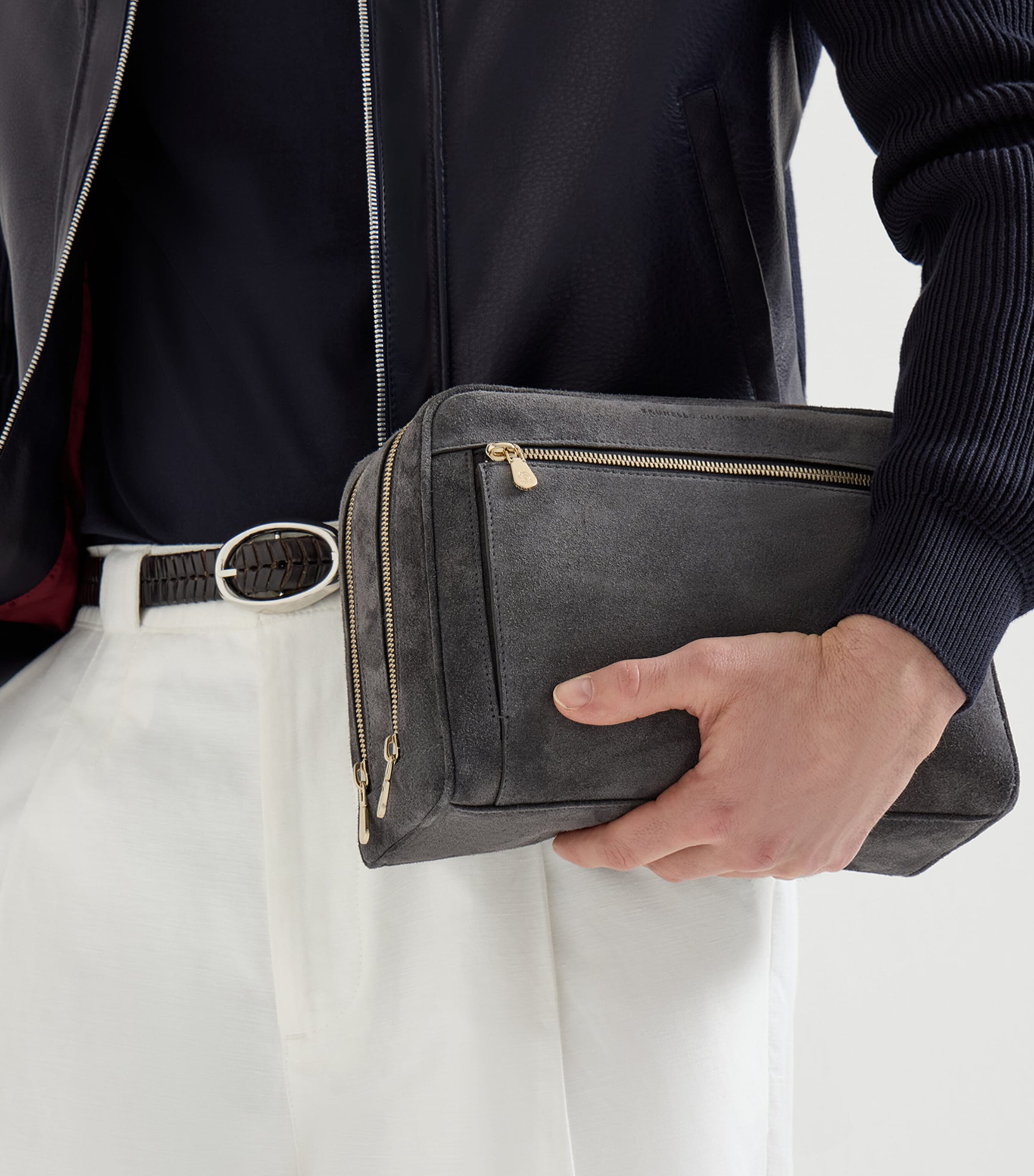 Brunello Cucinelli suede wash bag - British product