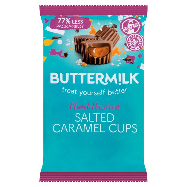 Buttermilk Plant Powered Vegan Dairy Free Chocolate Salted Caramel Cups   100g GOODS M&S   