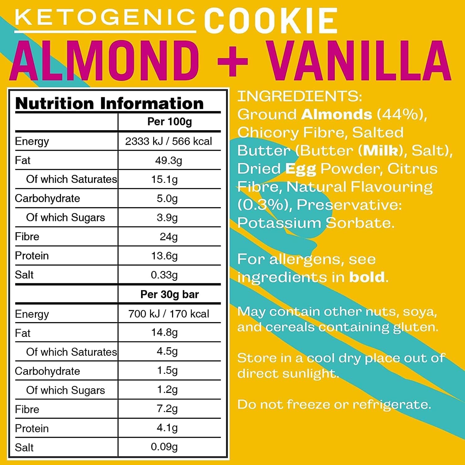 Almond and vanilla cookie 12 pack 360g, imported from the UK