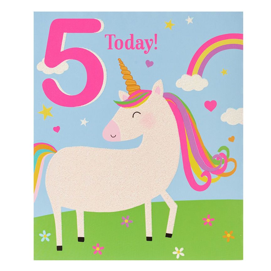 George Home Unicorn Age 5 Birthday Card