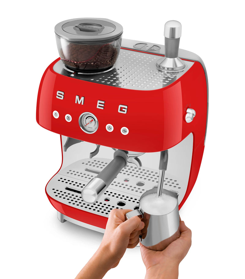 Smeg espresso coffee machine with grinder and milk frother (British brand)