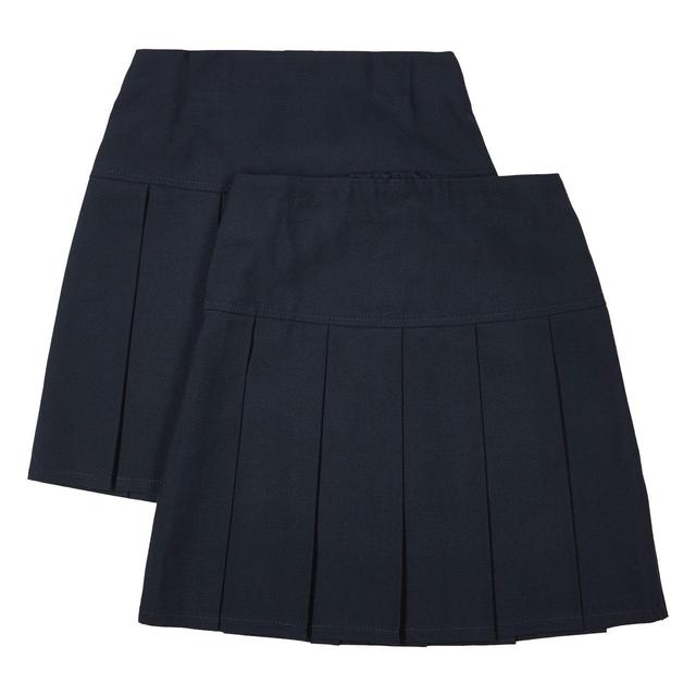 M&S 2pk Girls Navy School Skirts 4-14 Years