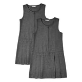 M&S 2pk Girls School Pinafores 3-10 Years Grey GOODS M&S   