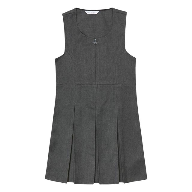 M&S Girls Permanent Pleats School Pinafore 3-10 Years Grey GOODS M&S   