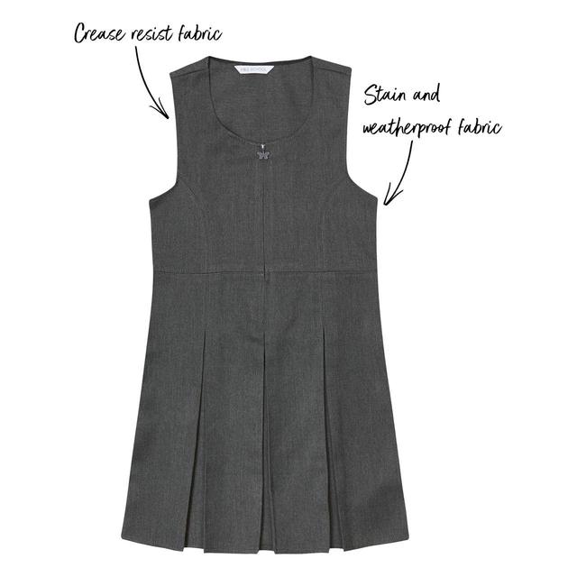 M&S Girls Permanent Pleats School Pinafore 3-10 Years Grey GOODS M&S   