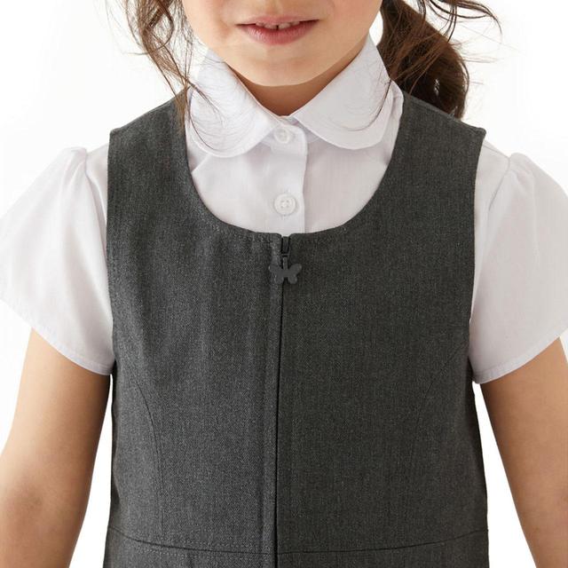 M&S Girls Permanent Pleats School Pinafore 3-10 Years Grey GOODS M&S   