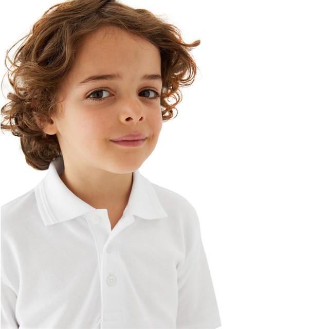 M&S Boys 2pk Stain Resist School Polo Shirts 3-14 Years White GOODS M&S   