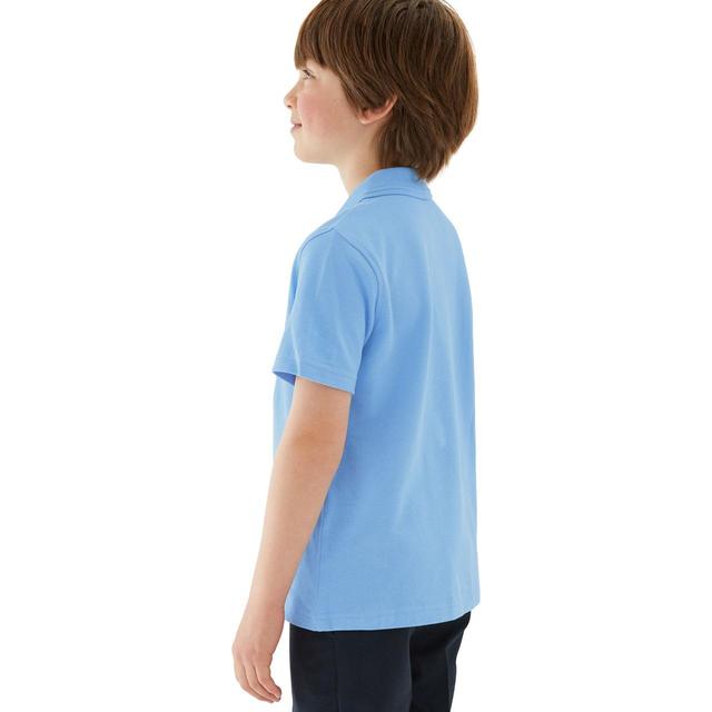 M&S 3pk Pure Cotton School Polo Shirts 3-12 Years Blue GOODS M&S   