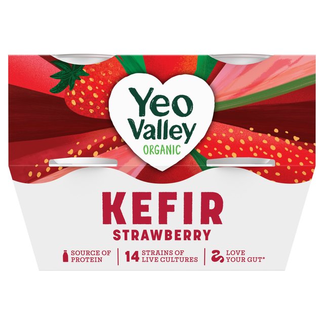 Yeo Valley Organic Strawberry Kefir Yogurt   4 x 100g