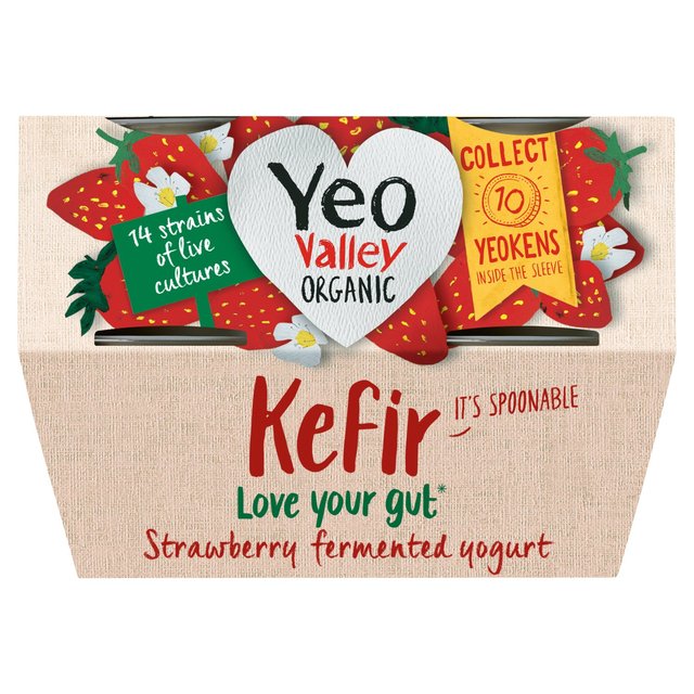 Yeo Valley Organic Strawberry Kefir Yogurt   4 x 100g