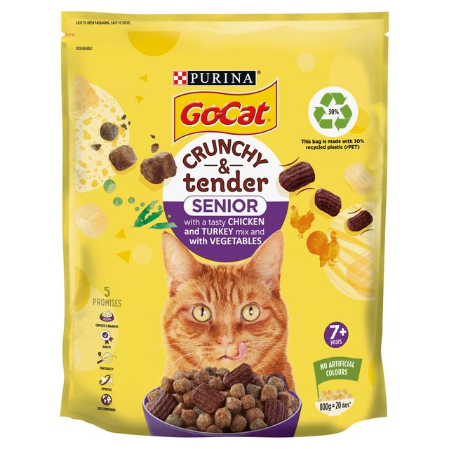 Go-Cat Crunchy & Tender Senior Chicken Dry Cat Food   800g GOODS M&S   