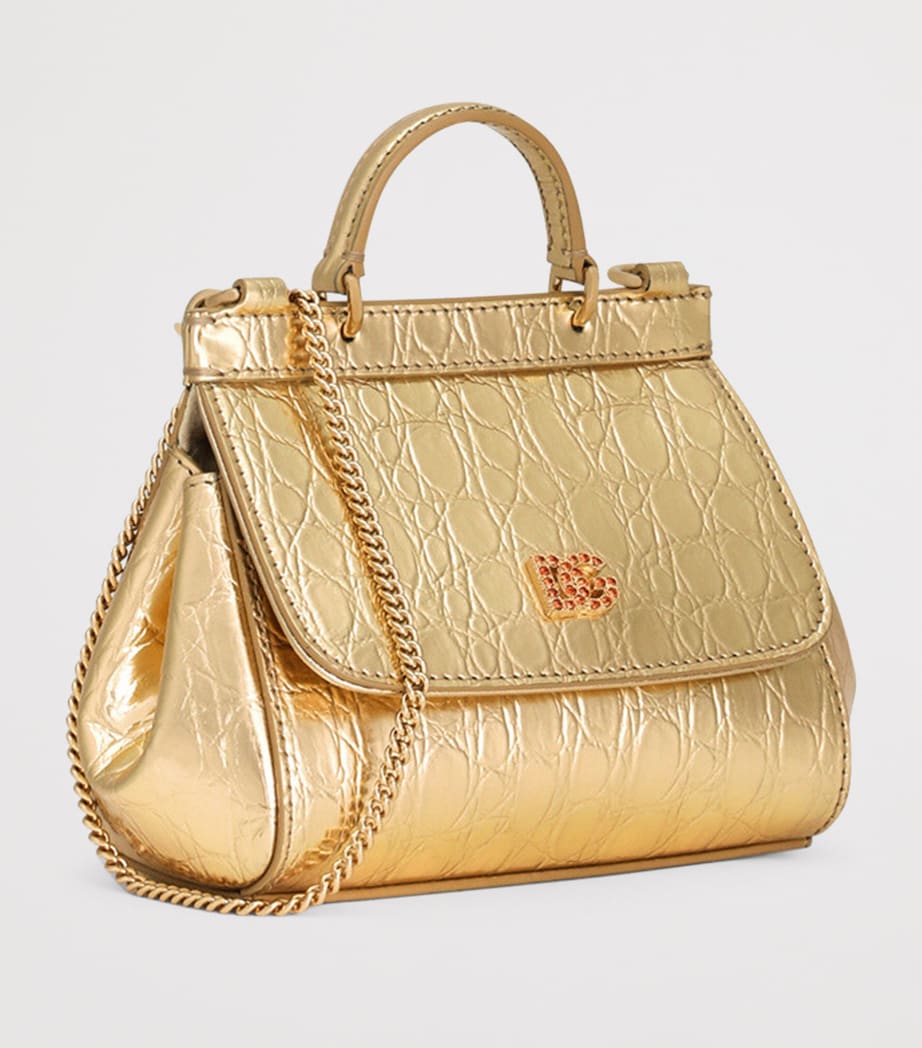 Dolce&Gabbana Kids Mini Sicily Shoulder Bag metallic leather (British brand)