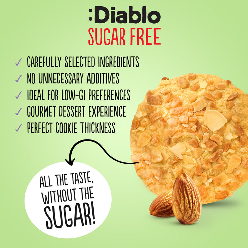 Diablo no added sugar almond cookies 145g pack - British product