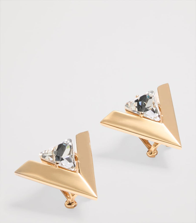 Valentino Garavani Large Je Les V logo earrings gold-tone brass crystal, imported from the UK