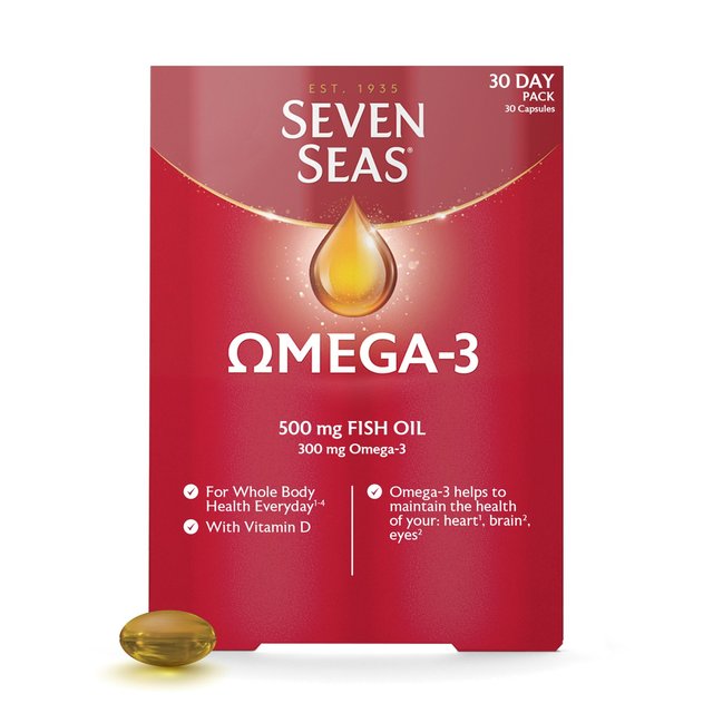 Seven Seas Omega-3 Fish Oil with Vitamin D 30 Capsules   30 per pack